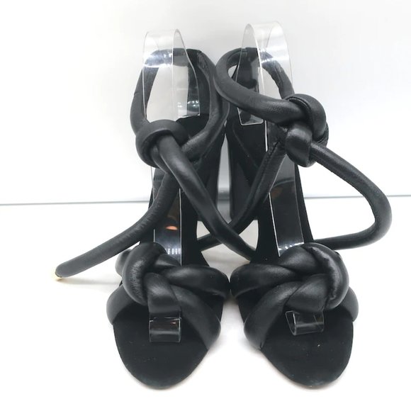 Alexandre Birman Padded Leather Knot Sandals Black Size 38.5 Open Toe Heels - Picture 3 of 10